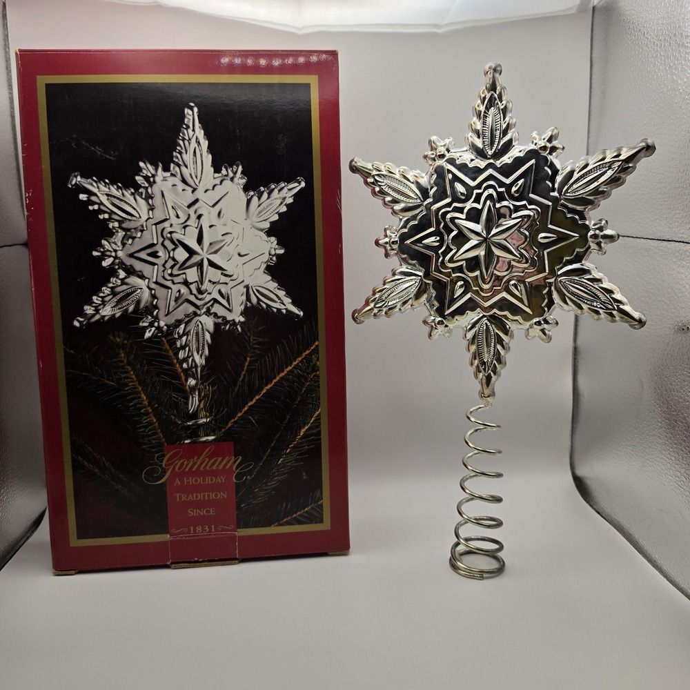 Gorham Vintage Silver Plate Snowflake Star Christmas Tree Topper HTF w/Box